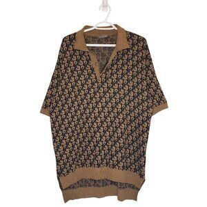 Dior x Cactus Jack Travis Scott Monogram Oversized Knit Polo brown size S